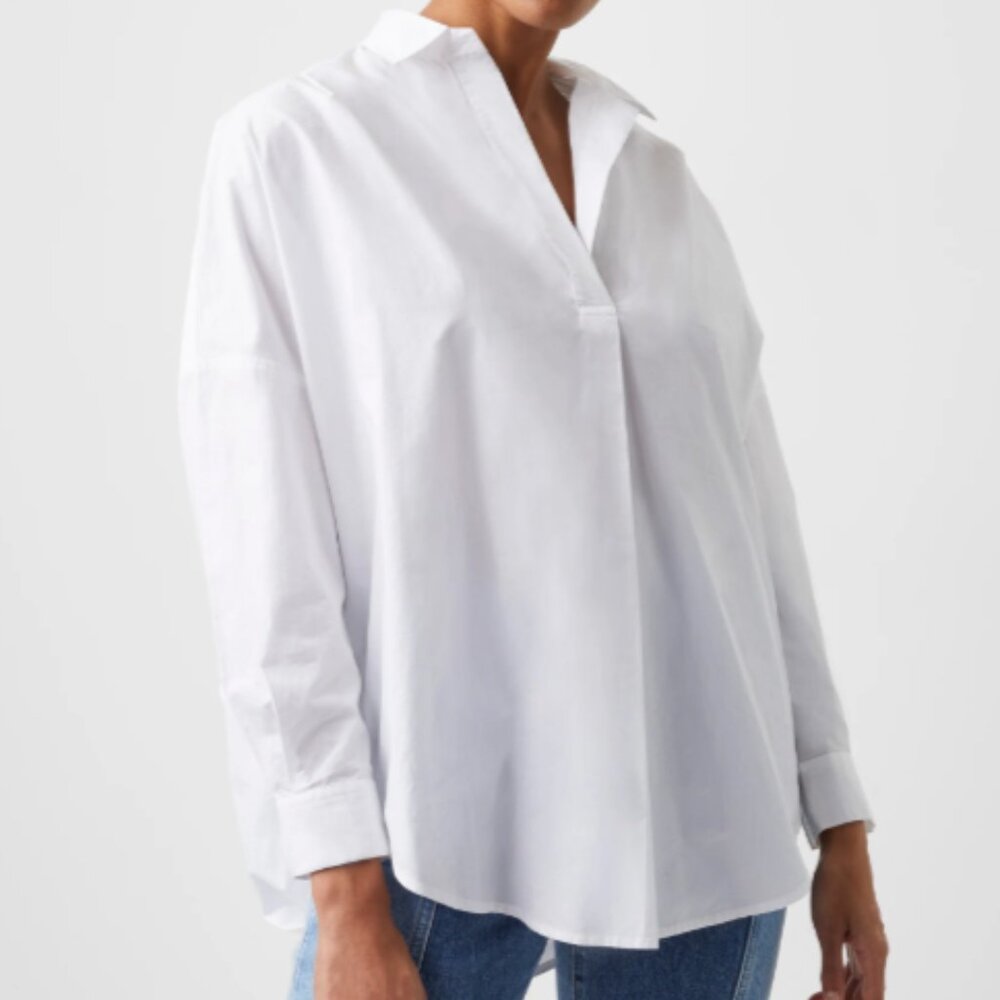 French Connection White Rhodes Oversized Shirt, Size M